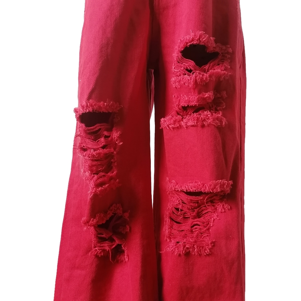 🍎 vintage red high waist ripped jeans